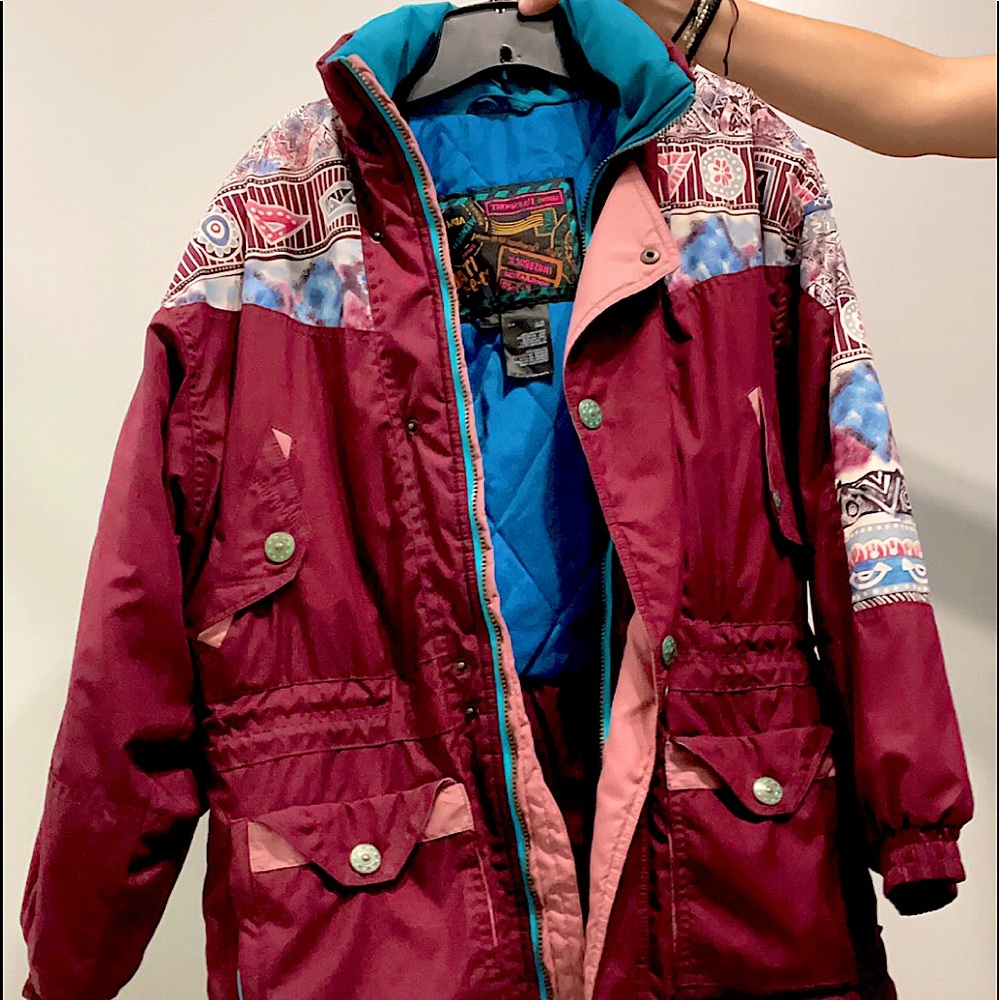 Vintage Mountain Goat Womens Small burgundy and crystal decorated ski Jacket